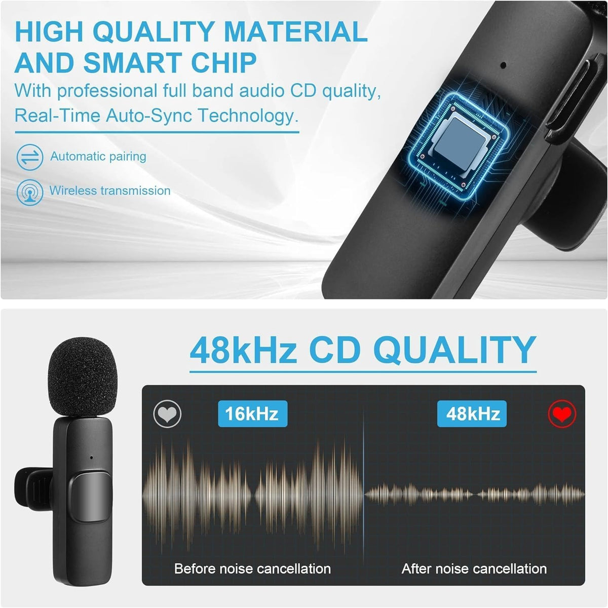 K9 Collar Wireless Microphone iPhone/Android & Type C Supported Wireless Microphone With ( i Phone Connector )
