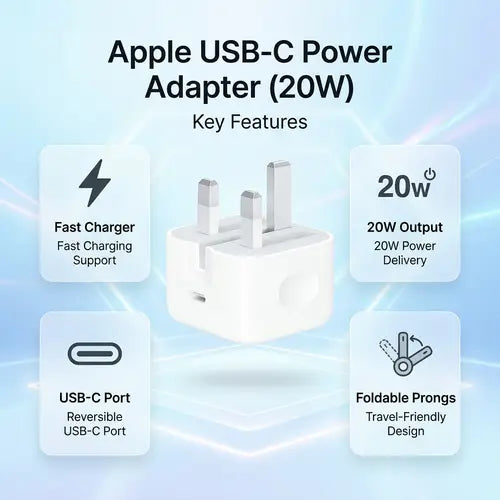 20W C To C PD 3 PIN Power Adapter For iPhone Fast Charger Adapter for iPhone and Compatible USB-C Devices